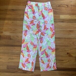 Sincerely Jules Women’s Floral Pants Linen Blend Wide Leg Coastal Sz Medium